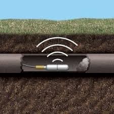 Pipe sonde transmitter on a flexible push rod